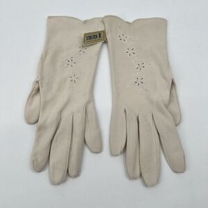VTG NWT Cream Embroidered Dress Gloves Classy Retro Cosplay Costume Old Money